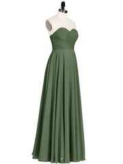 Sans Bretelles Col en Cœur Maxi Robe Demoiselle d'honneur Olive Verte Grande Taille