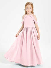 Robes de Demoiselle d'Honneur Junior à Hors de l'Épaule de Rêve Rose Pâle