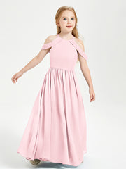 Robes de Demoiselle d'Honneur Junior à Hors de l'Épaule de Rêve Rose Pâle