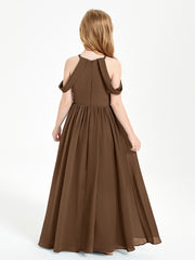 Robes de Demoiselle d'Honneur Junior à Hors de l'Épaule de Rêve Brun