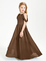 Robes de Demoiselle d'Honneur Junior à Hors de l'Épaule de Rêve Brun