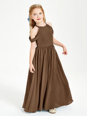 Robes de Demoiselle d'Honneur Junior à Hors de l'Épaule de Rêve Brun