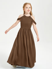 Robes de Demoiselle d'Honneur Junior à Hors de l'Épaule de Rêve Brun