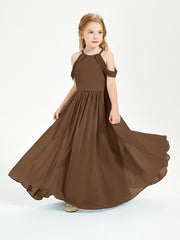 Robes de Demoiselle d'Honneur Junior à Hors de l'Épaule de Rêve Brun