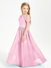 Robes de Demoiselle d'Honneur Junior à Hors de l'Épaule de Rêve Rose Bonbon
