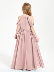 Robes de Demoiselle d'Honneur Junior à Hors de l'Épaule de Rêve Rose Poudré