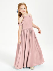 Robes de Demoiselle d'Honneur Junior à Hors de l'Épaule de Rêve Rose Poudré