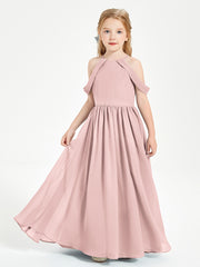 Robes de Demoiselle d'Honneur Junior à Hors de l'Épaule de Rêve Rose Poudré