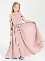 Robes de Demoiselle d'Honneur Junior à Hors de l'Épaule de Rêve Rose Poudré