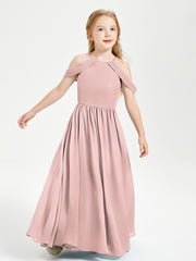 Robes de Demoiselle d'Honneur Junior à Hors de l'Épaule de Rêve Rose Poudré