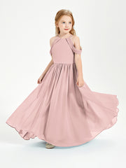 Robes de Demoiselle d'Honneur Junior à Hors de l'Épaule de Rêve Rose Poudré
