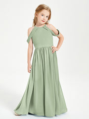 Robes de Demoiselle d'Honneur Junior à Hors de l'Épaule de Rêve Sauge Poudrée