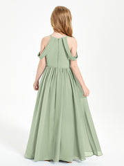 Robes de Demoiselle d'Honneur Junior à Hors de l'Épaule de Rêve Sauge Poudrée