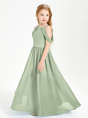 Robes de Demoiselle d'Honneur Junior à Hors de l'Épaule de Rêve Sauge Poudrée
