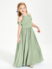 Robes de Demoiselle d'Honneur Junior à Hors de l'Épaule de Rêve Sauge Poudrée