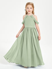 Robes de Demoiselle d'Honneur Junior à Hors de l'Épaule de Rêve Sauge Poudrée