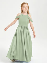Robes de Demoiselle d'Honneur Junior à Hors de l'Épaule de Rêve Sauge Poudrée