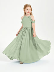 Robes de Demoiselle d'Honneur Junior à Hors de l'Épaule de Rêve Sauge Poudrée