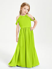 Robes de Demoiselle d'Honneur Junior à Hors de l'Épaule de Rêve Vert Citron
