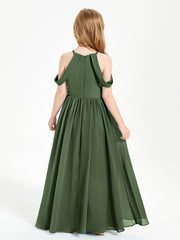 Robes de Demoiselle d'Honneur Junior à Hors de l'Épaule de Rêve Olive Verte