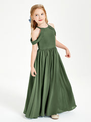 Robes de Demoiselle d'Honneur Junior à Hors de l'Épaule de Rêve Olive Verte
