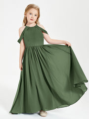 Robes de Demoiselle d'Honneur Junior à Hors de l'Épaule de Rêve Olive Verte