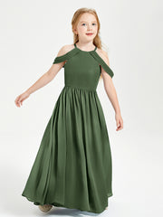 Robes de Demoiselle d'Honneur Junior à Hors de l'Épaule de Rêve Olive Verte