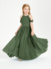 Robes de Demoiselle d'Honneur Junior à Hors de l'Épaule de Rêve Olive Verte