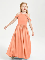 Robes de Demoiselle d'Honneur Junior à Hors de l'Épaule de Rêve Papaye