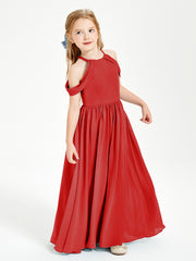 Robes de Demoiselle d'Honneur Junior à Hors de l'Épaule de Rêve Rouge