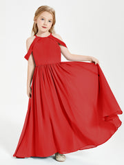 Robes de Demoiselle d'Honneur Junior à Hors de l'Épaule de Rêve Rouge