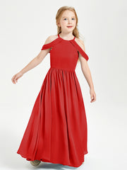 Robes de Demoiselle d'Honneur Junior à Hors de l'Épaule de Rêve Rouge