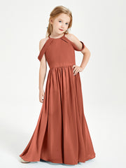 Robes de Demoiselle d'Honneur Junior à Hors de l'Épaule de Rêve Rouille