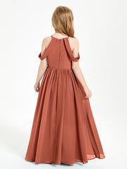 Robes de Demoiselle d'Honneur Junior à Hors de l'Épaule de Rêve Rouille
