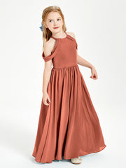 Robes de Demoiselle d'Honneur Junior à Hors de l'Épaule de Rêve Rouille
