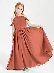 Robes de Demoiselle d'Honneur Junior à Hors de l'Épaule de Rêve Rouille