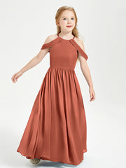 Robes de Demoiselle d'Honneur Junior à Hors de l'Épaule de Rêve Rouille