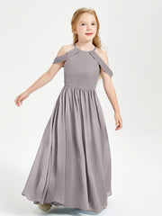 Robes de Demoiselle d'Honneur Junior à Hors de l'Épaule de Rêve Argent