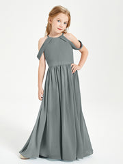 Robes de Demoiselle d'Honneur Junior à Hors de l'Épaule de Rêve Gris Acier