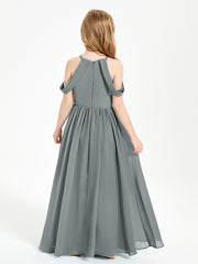 Robes de Demoiselle d'Honneur Junior à Hors de l'Épaule de Rêve Gris Acier