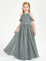 Robes de Demoiselle d'Honneur Junior à Hors de l'Épaule de Rêve Gris Acier