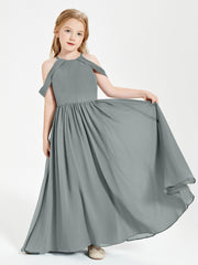 Robes de Demoiselle d'Honneur Junior à Hors de l'Épaule de Rêve Gris Acier