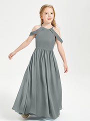 Robes de Demoiselle d'Honneur Junior à Hors de l'Épaule de Rêve Gris Acier