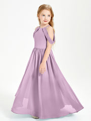 Robes de Demoiselle d'Honneur Junior à Hors de l'Épaule de Rêve Glycine
