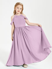 Robes de Demoiselle d'Honneur Junior à Hors de l'Épaule de Rêve Glycine