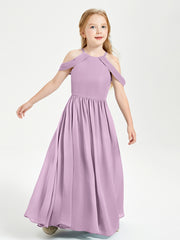 Robes de Demoiselle d'Honneur Junior à Hors de l'Épaule de Rêve Glycine