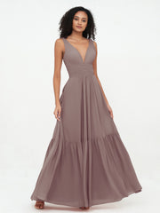 Robes Boho en Mousseline à Col en V Profond avec Jupe à Plusieurs Niveaux Dusk Grande Taille