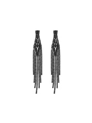 Boucles d'oreilles longues à pampilles noires et diamants