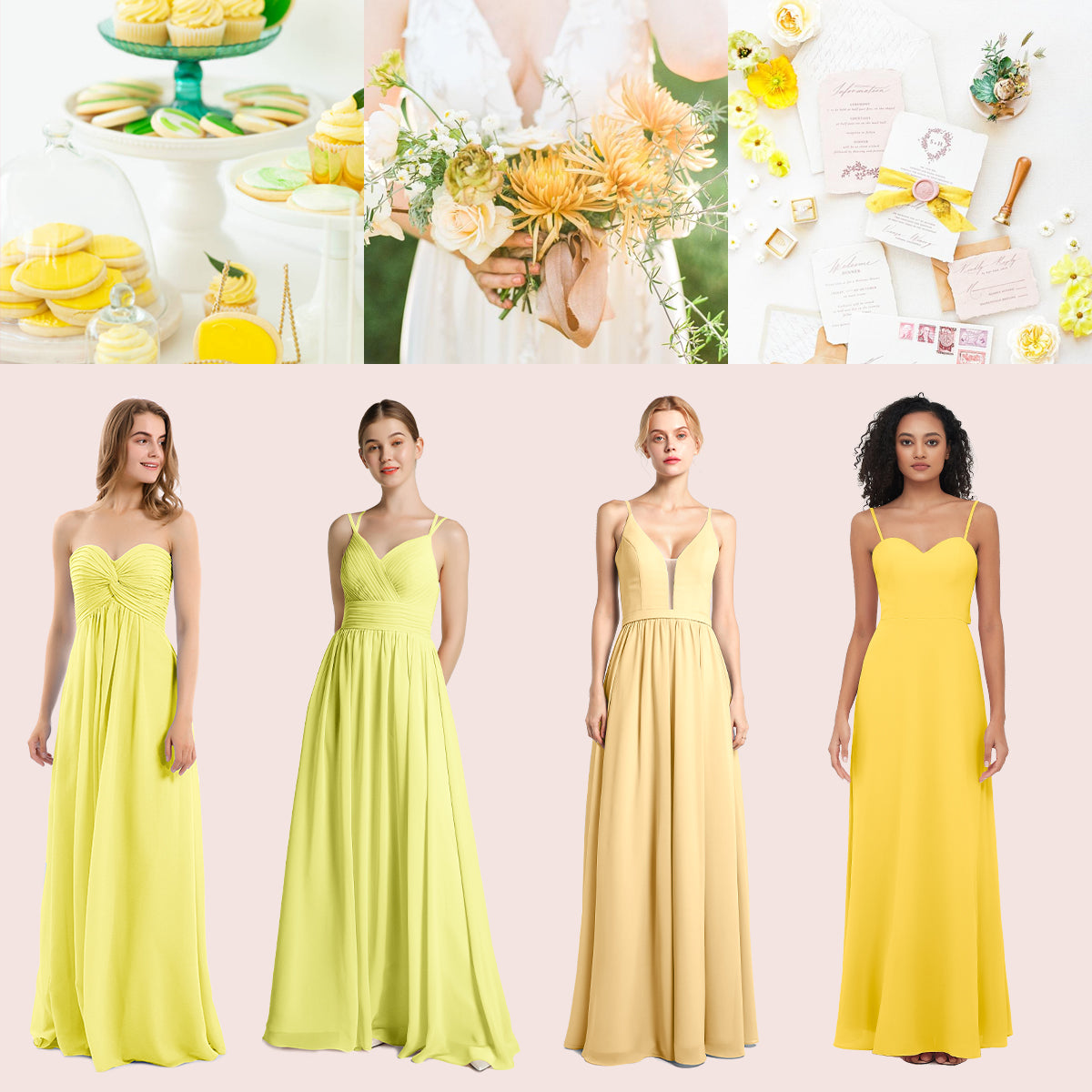 ROBES DE DEMOISELLE D’HONNEUR EN JAUNE