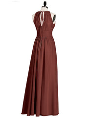 Licou Mousseline Robe Demoiselle d'honneures avec Ceinture Nœud terracotta Grande Taille